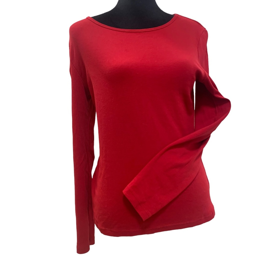 Jones New York Sports Red Long Sleeve Crew Neck Tee Size M